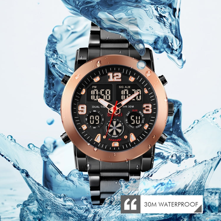 skmei-1642-three-time-display-luminous-electronic-watch-support-alarm-clockrose-gold
