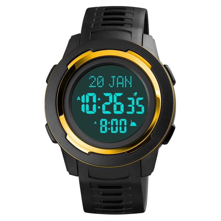 skmei-1729-qibla-calendar-timing-multifunctional-led-digital-display-luminous-electronic-watchgold-and-black