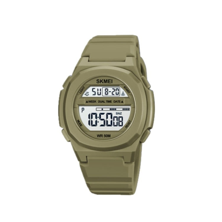 skmei-1821-stainless-steel-buckle-silicone-strap-electronic-watchkhaki