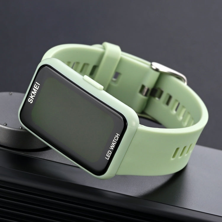 skmei-1873-pu-strap-waterproof-led-electronic-watchlight-green