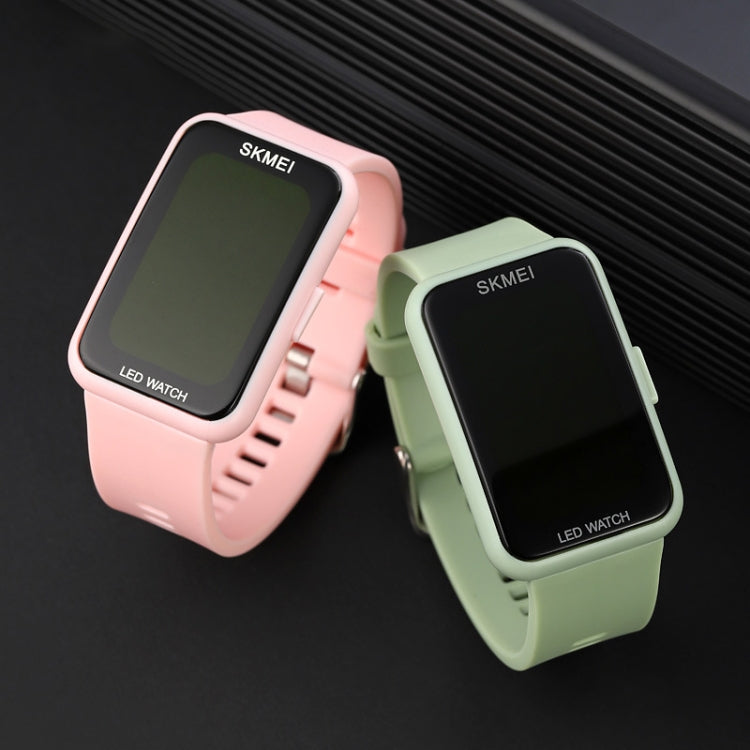 skmei-1873-pu-strap-waterproof-led-electronic-watchlight-green