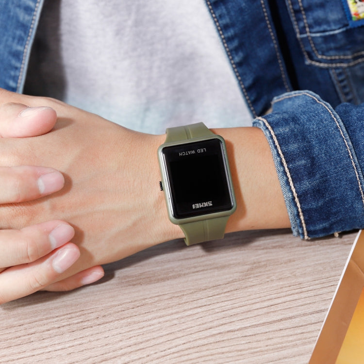 skmei-1541-fashion-led-watch-square-couple-model-waterproof-electronic-watch-silicone-watchgreen