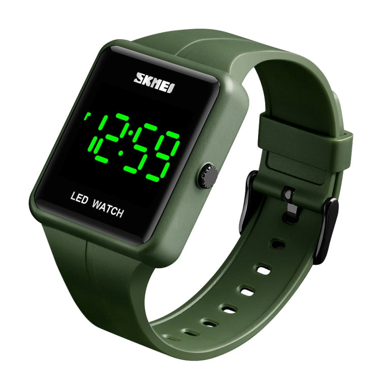 skmei-1541-fashion-led-watch-square-couple-model-waterproof-electronic-watch-silicone-watchgreen