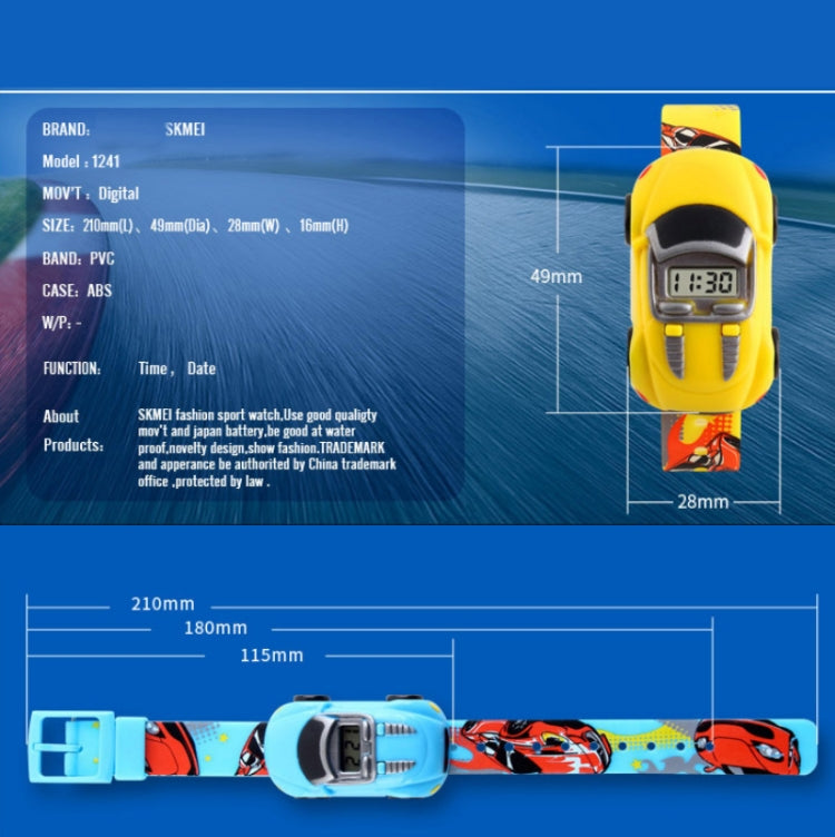 skmei-1241-fashion-cute-cartoon-car-children-digital-watchyellow