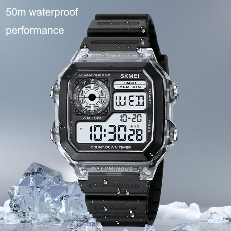 SKMEI 1998 Transparent Shell Ice Sensor Outdoor Sports Waterproof Multi-function Watch(Black)