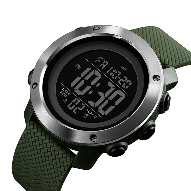 skmei-1416-multifunctional-outdoor-fashion-noctilucent-waterproof-steel-ring-digital-watch-army-green