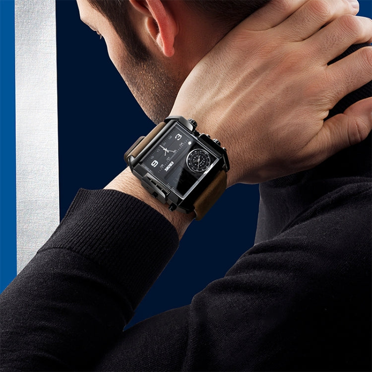 skmei-1391-multifunctional-men-business-digital-watch-30m-waterproof-square-dial-wrist-watch-with-leather-watchbandblack-coffee